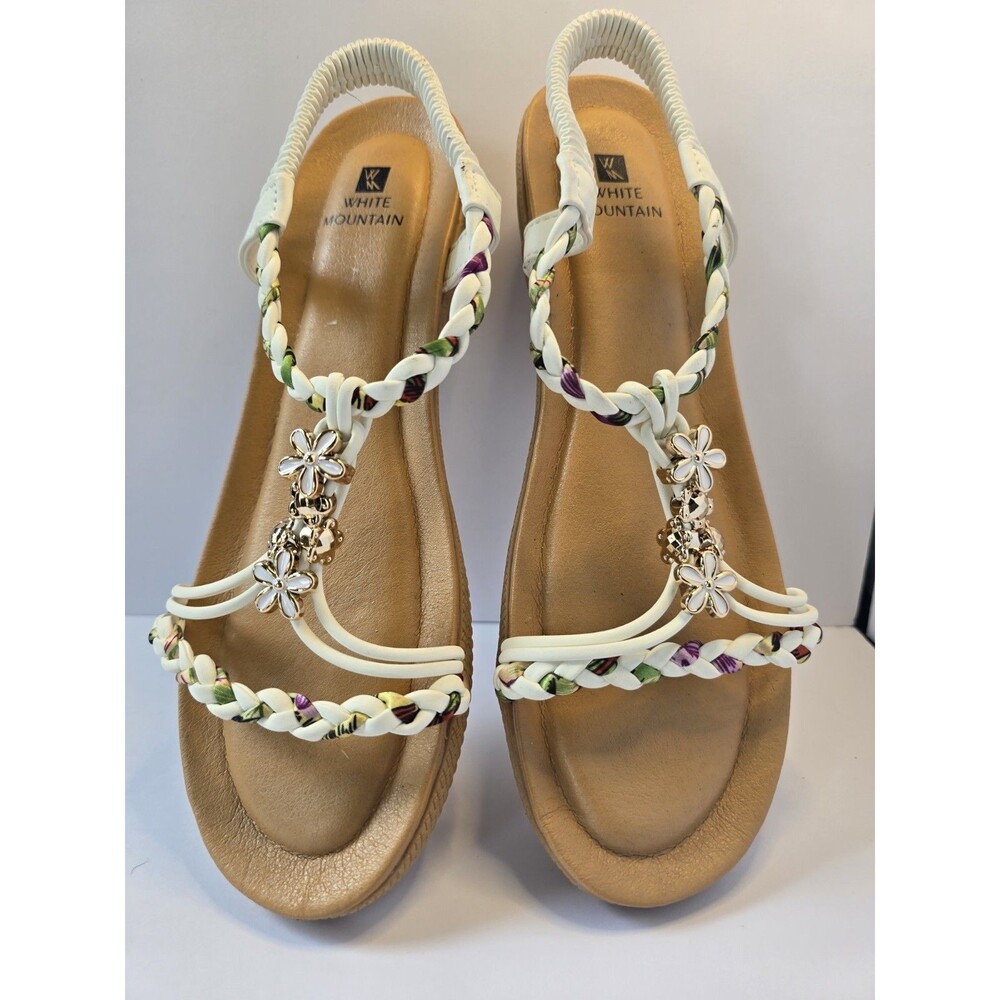 White Mountain Floral Low (1-1.9 in) Heel Height Sandals for Women size 8.5